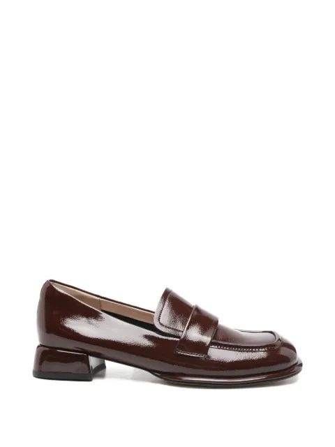 SERGIO MORETTI FIRENZE patent-finish square-toe loafers Red 659426111