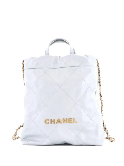 CHANEL Pre-Owned 22 Chain Quilted Calfskin Medium backpack Blue C670VT4EX8NC206N