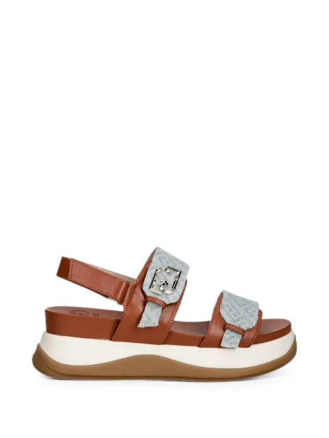 LIU JO monogram-pattern touch-strap sandals Brown BA6087EX350