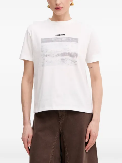Patrizia Pepe crystal-embellished graphic-print t-shirt White 2M4536J427