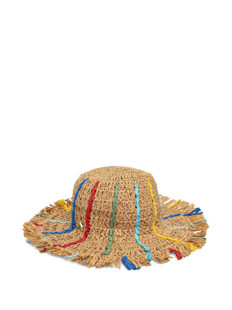 Patrizia Pepe logo-plaque fringed hat Neutrals 2F0149V054