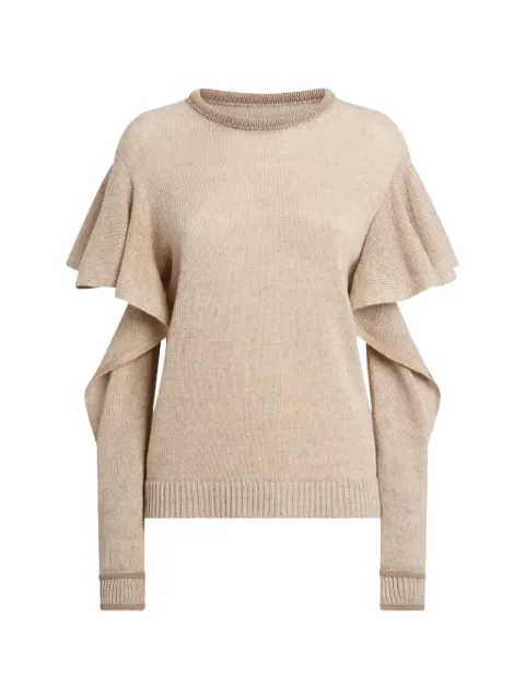 Moschino ruffled-sleeves knitted jumper Neutrals A09130405