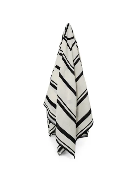 ANINE BING Eliza logo-print striped scarf White A1211199