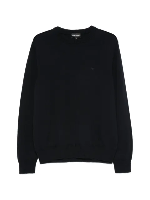 Emporio Armani logo-embroidered crew-neck sweater Blue EM005175AF24121