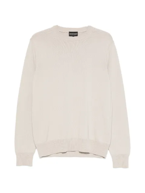 Emporio Armani logo-embroidered crew-neck sweater Neutrals EM005175AF24121