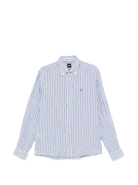 BOSS regular-fit shirt in striped linen Blue 50560595