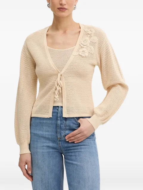 TWINSET floral-appliqué open-knit cardigan Neutrals 261AT3024