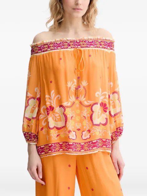 TWINSET floral-print off-shoulder blouse Orange 261LB2LAA
