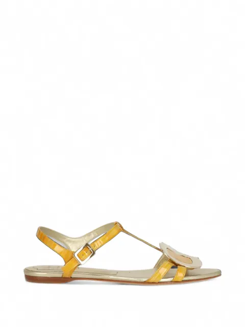 Roger Vivier buckle-detail T-bar sandals Yellow RVW299141208AEG008