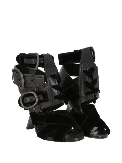TOM FORD buckle-fastening lace-up sandals Black W2008TVLKBLB
