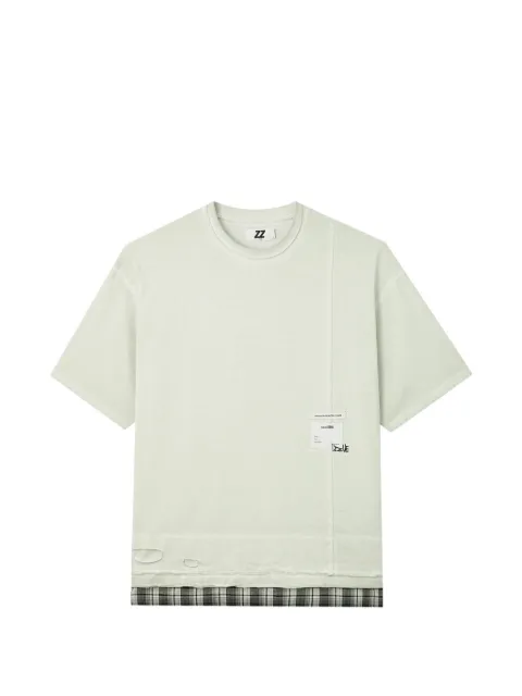 izzue check-trim distressed T-shirt Green IZXTEM00467X