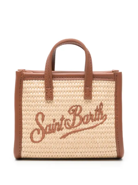 MC2 Saint Barth micro Vivian logo-embroidered woven tote bag Neutrals VIMS001