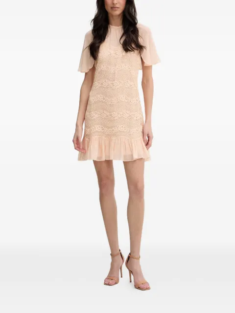 TWINSET lace-panelled ruffled dress Neutrals 261TP2781
