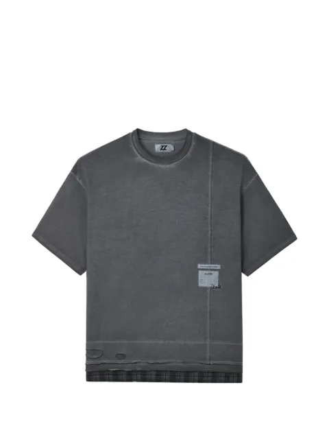izzue check-trim distressed T-shirt Grey IZXTEM00467X