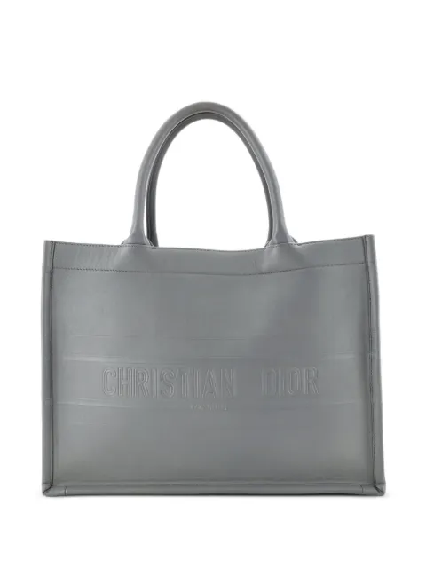 Christian Dior Pre-Owned Book Embossed Leather Medium tote bag Grey VTKSGLEKYGRB750H