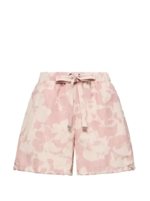 Moncler floral-print chiné shorts Pink L10932B00010599IO