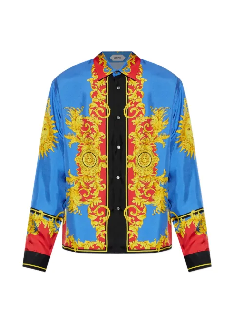 Versace printed silk twill regular shirt Blue 10245201A17956