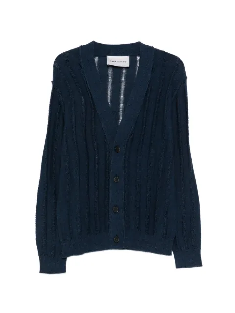 AMARANTO open-knit ribbed cardigan Blue B9AB0037