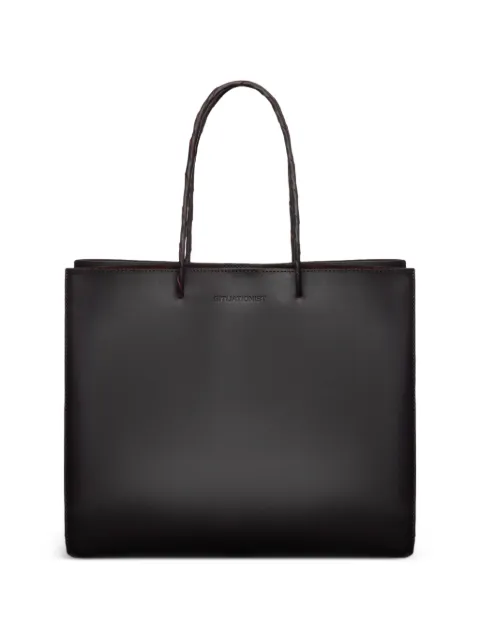 Situationist braided-handle tote bag Brown SITU005