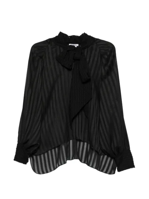 Parlor striped pussy-bow-collar blouse Black 202603