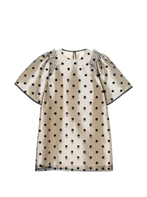 Parlor polka-dot puff-sleeve mini dress Neutrals 202605
