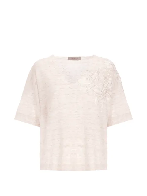 D.Exterior floral-lace T-shirt Neutrals 623175