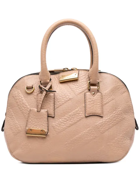 Burberry Pre-Owned 2012-2025 Medium Heritage Grain Check Embossed Orchard Bowling Bag satchel Brown 4OM510CECU2N0TNO
