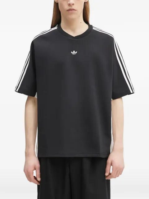 adidas logo-embroidered striped-sleeve T-shirt Black KA3862