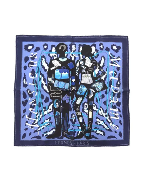 Hermès Pre-Owned 2000-2010 Monsieur Et Madame Silk Scarf scarves Blue 70F4CJLK4DOT6NDP