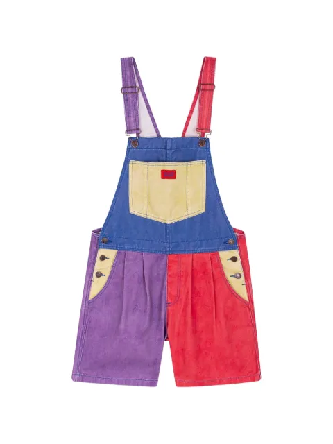 Favorite People Mozzarela colour-block adjustable-straps overalls Blue MOZZARELLASHORTSOVERALLS