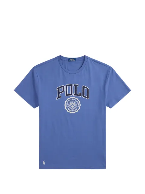 Polo Ralph Lauren logo-flocked crest-print T-shirt Blue 710B30185001