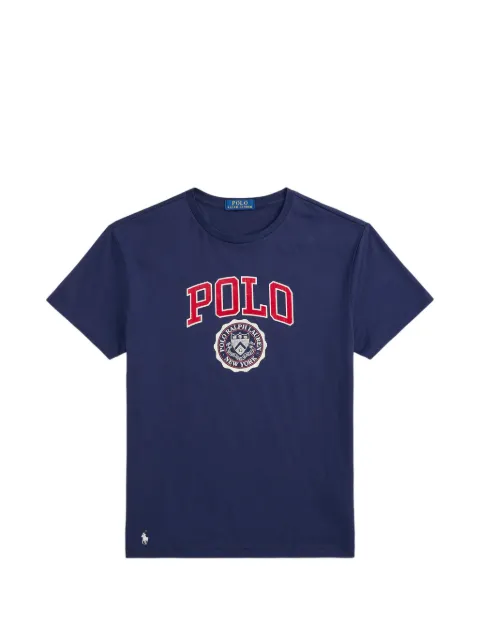 Polo Ralph Lauren logo-print flocked T-shirt Blue 710B30185005
