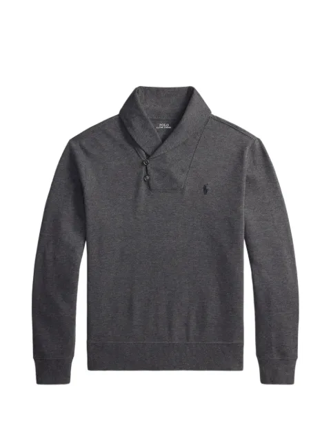 Polo Ralph Lauren shawl-collar embroidered Pony sweater Grey 710877989501