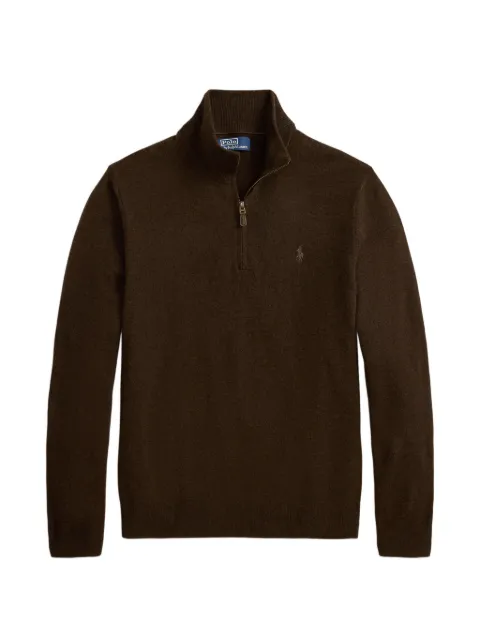 Polo Ralph Lauren Pony-embroidered quarter-zip sweater Brown 710876756503
