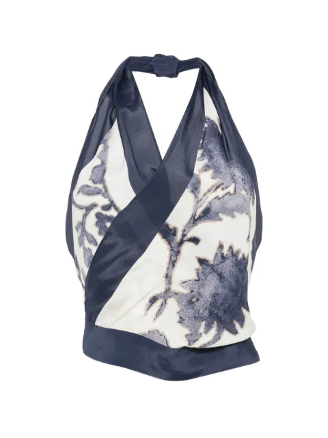 SIR. Phillipa floral-print halter-neck top Neutrals SIR2262010