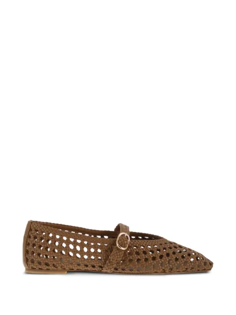 Stuart Weitzman Prima woven strap leather ballet flats Brown SN724YVY
