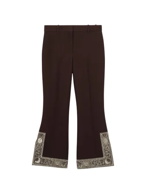 Burberry cropped embroidered wool silk flared trousers Brown 8123869
