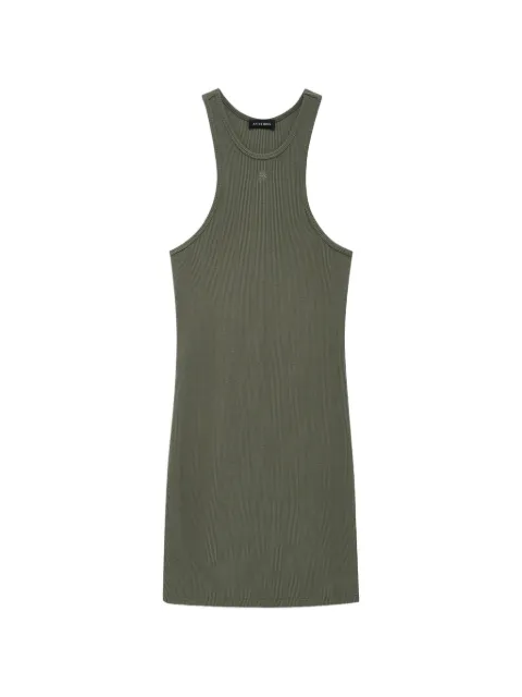 ANINE BING Cole logo-embroidered mini dress Green A0211923