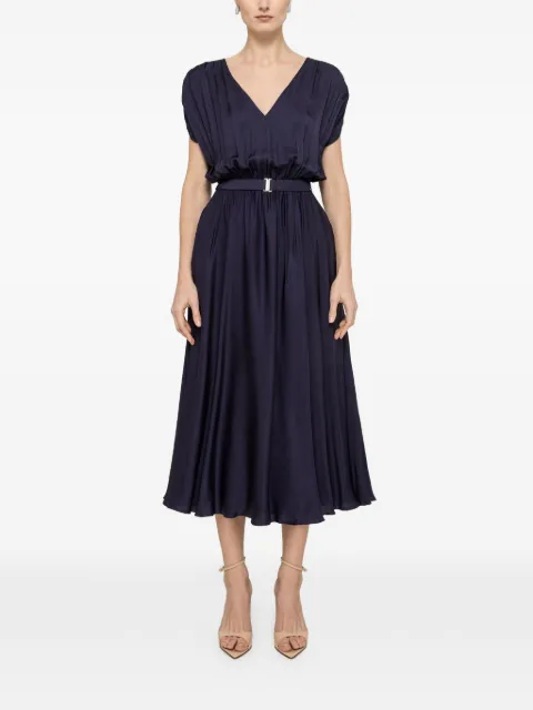 NISSA belted V-neck midi dress Blue RC16548