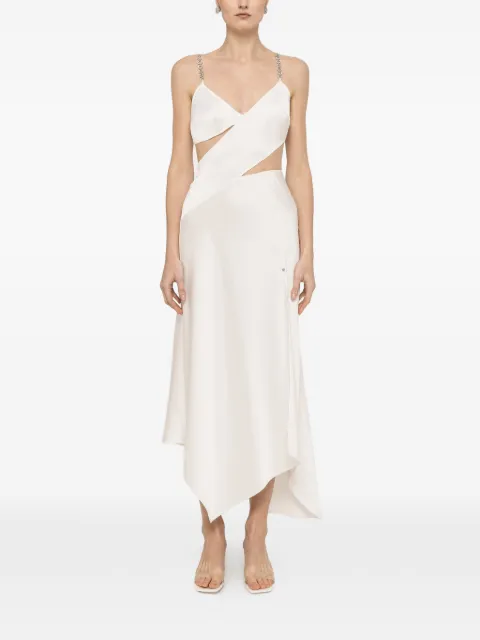 NISSA crystal-detail viscose midi dress White RS13224