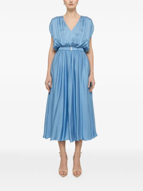 NISSA belted V-neck midi dress Blue RC16548