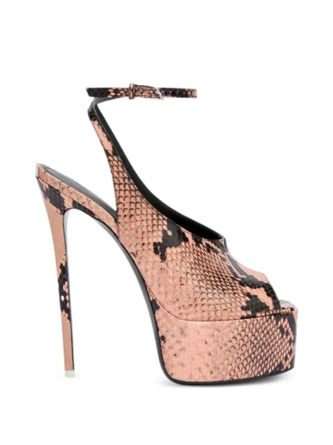 The Attico Ornella python-print heeled leather pumps Pink 260WSH00911LBT003PR
