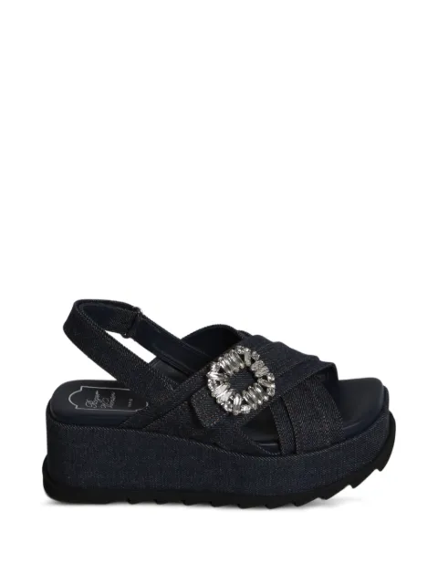 Roger Vivier crystal-embellished denim sandals Blue RVW77544720EMNU