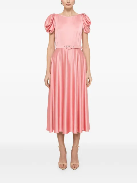 NISSA belted viscose midi dress Pink RS13845