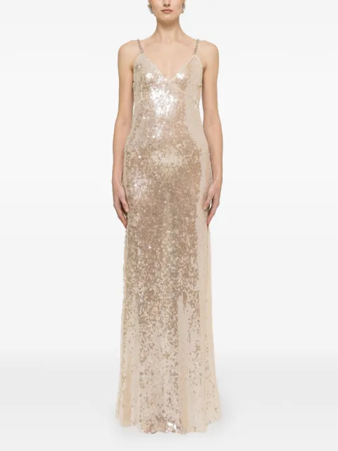 NISSA backless sequin maxi dress Neutrals RRS16535