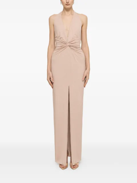 NISSA backless glitter maxi dress Neutrals RS16518