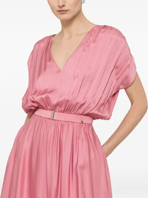 NISSA belted viscose midi dress Pink RC16548