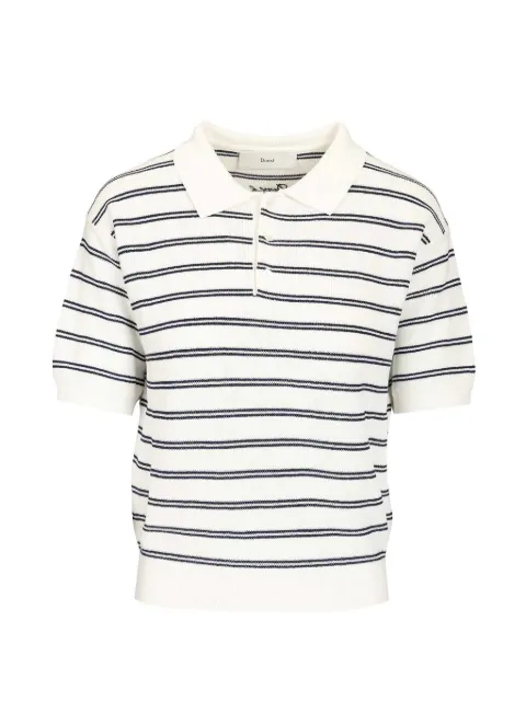 DUNST striped knitted polo top White UDSW6B121OW