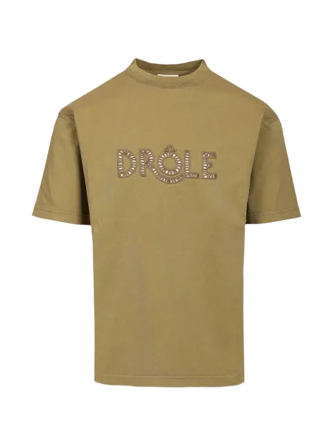 Drôle De Monsieur embroidered logo detail T-shirt Green KTS302CO195
