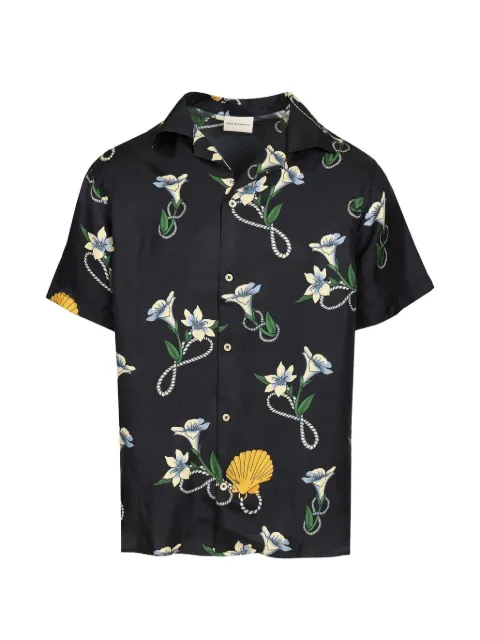 Drôle De Monsieur shell floral silk shirt Blue KSH230SE023
